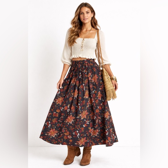 Orvis Dresses & Skirts - Orvis Women's Floral Maxi Skirt Vintage Size 10 Wrap Style Cottagecore Prairie